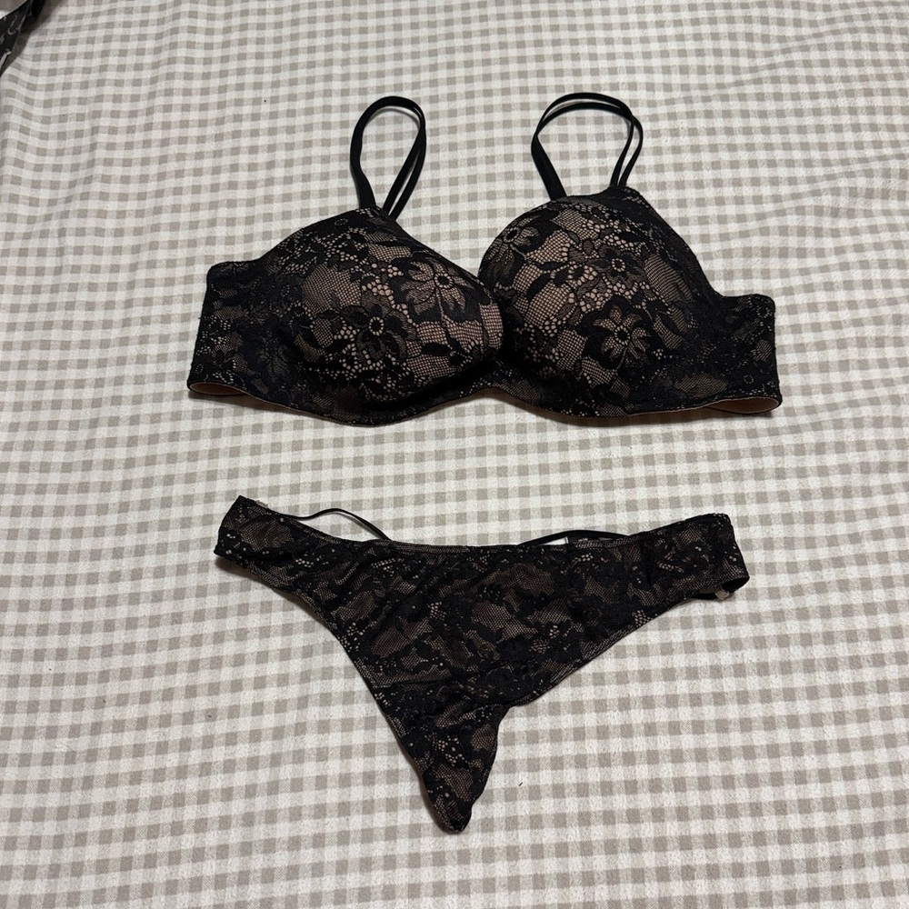 Victoria's Secret Black Lace set bra and thong